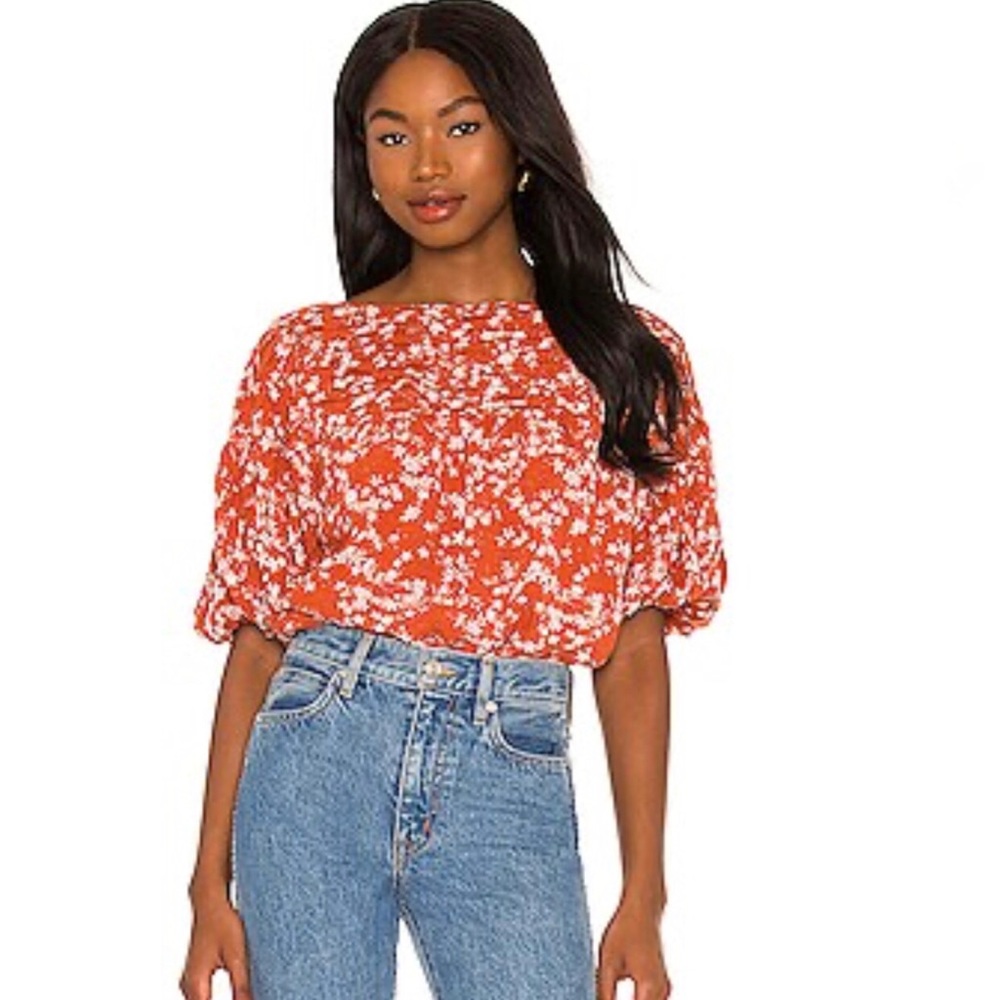 Free People Dessa Bodysuit Size Large Rust Combo Pleated Boho